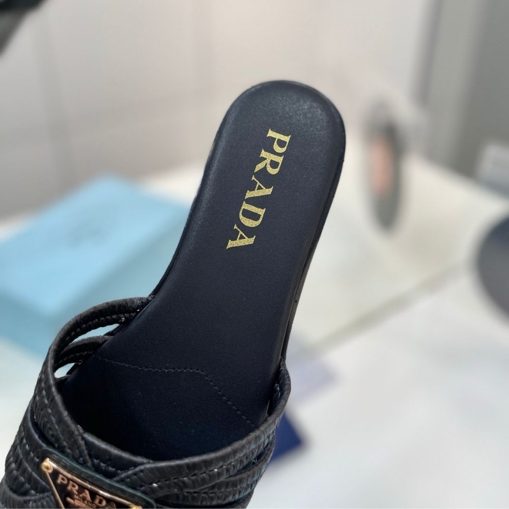 Prada Crochet Slides Black