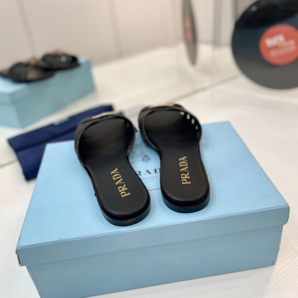 Prada Crochet Slides Black