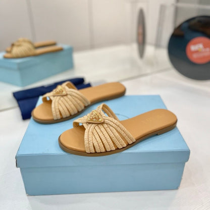 Prada Crochet Slides Natural