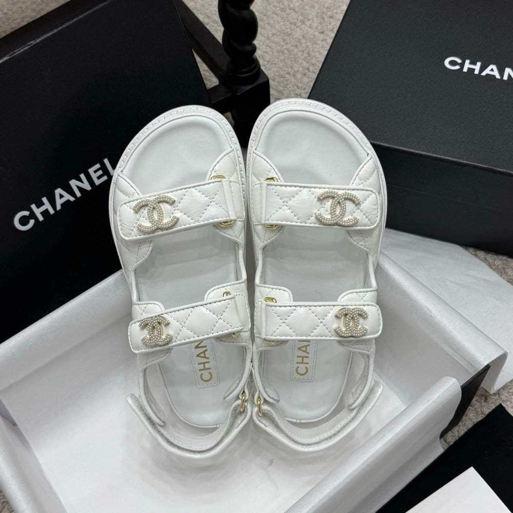 CHANEL SANDAL SHINY WHITE G35927 B20276 U0451