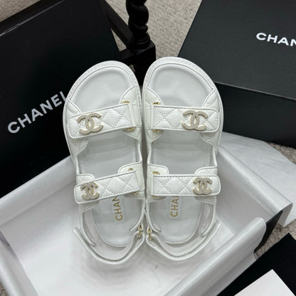 CHANEL SANDAL SHINY WHITE G35927 B20276 U0451