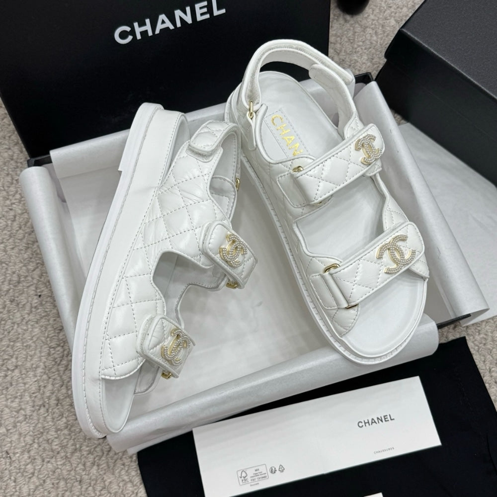 CHANEL SANDAL SHINY WHITE G35927 B20276 U0451