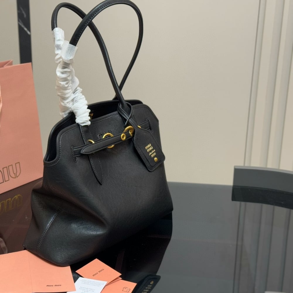 MIUMIU AVENTURE NAPPA BAG BLACK 41CM 5BG291 2BBLF0002 V OON