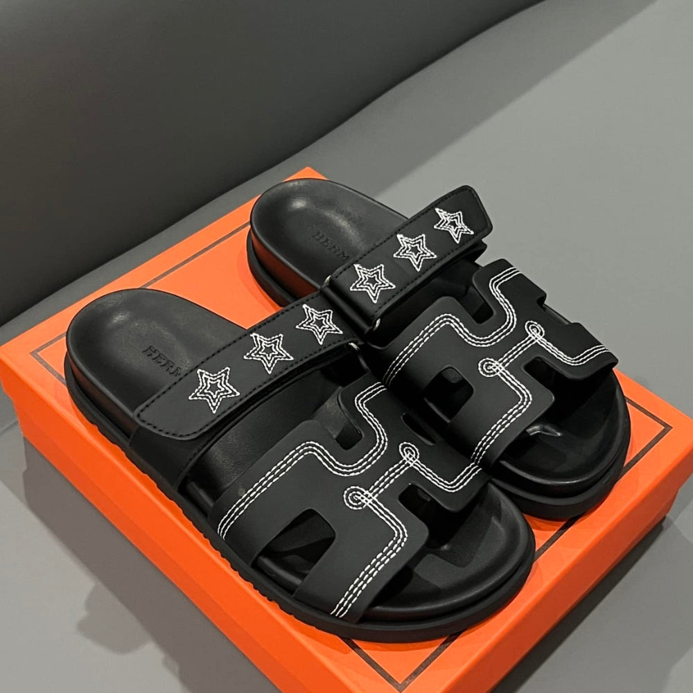 Hermes Chypre Sandal Star Stitched Noir H232142Z 02340