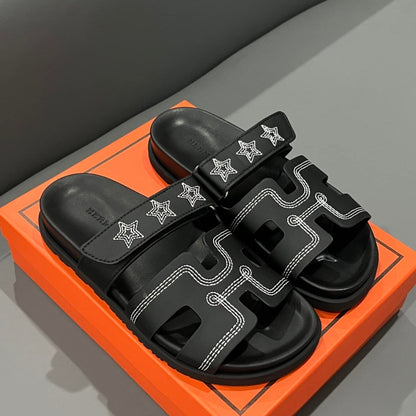 Hermes Chypre Sandal Star Stitched Noir H232142Z 02340