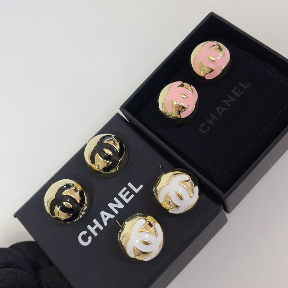 CHANEL STUD EARRINGS GOLD PINK ABE810 B19198 NACVE