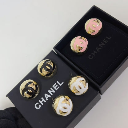CHANEL STUD EARRINGS GOLD PINK ABE810 B19198 NACVE