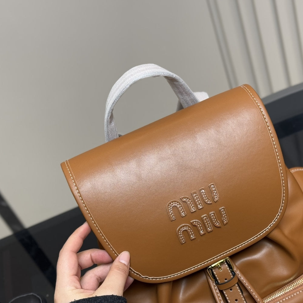 MIUMIU LEATHER BACKPACK COGNAC 27CM 5BZ042 2CRW F0046 V OOO
