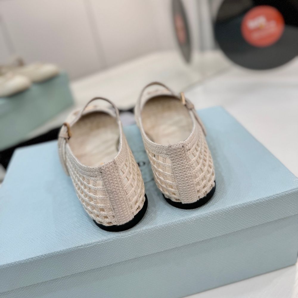Prada Crochet Ballerinas White
