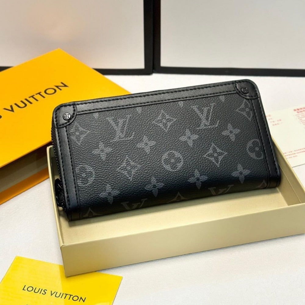 SUMMER SET: LOUIS VUITTON KEEPALL BANDOULIÈRE 50 MONOGRAM ECLIPSE &amp; LONG WALLET MONOGRAM ECLIPSE TRUNK ZIPPY BLACK 19CM