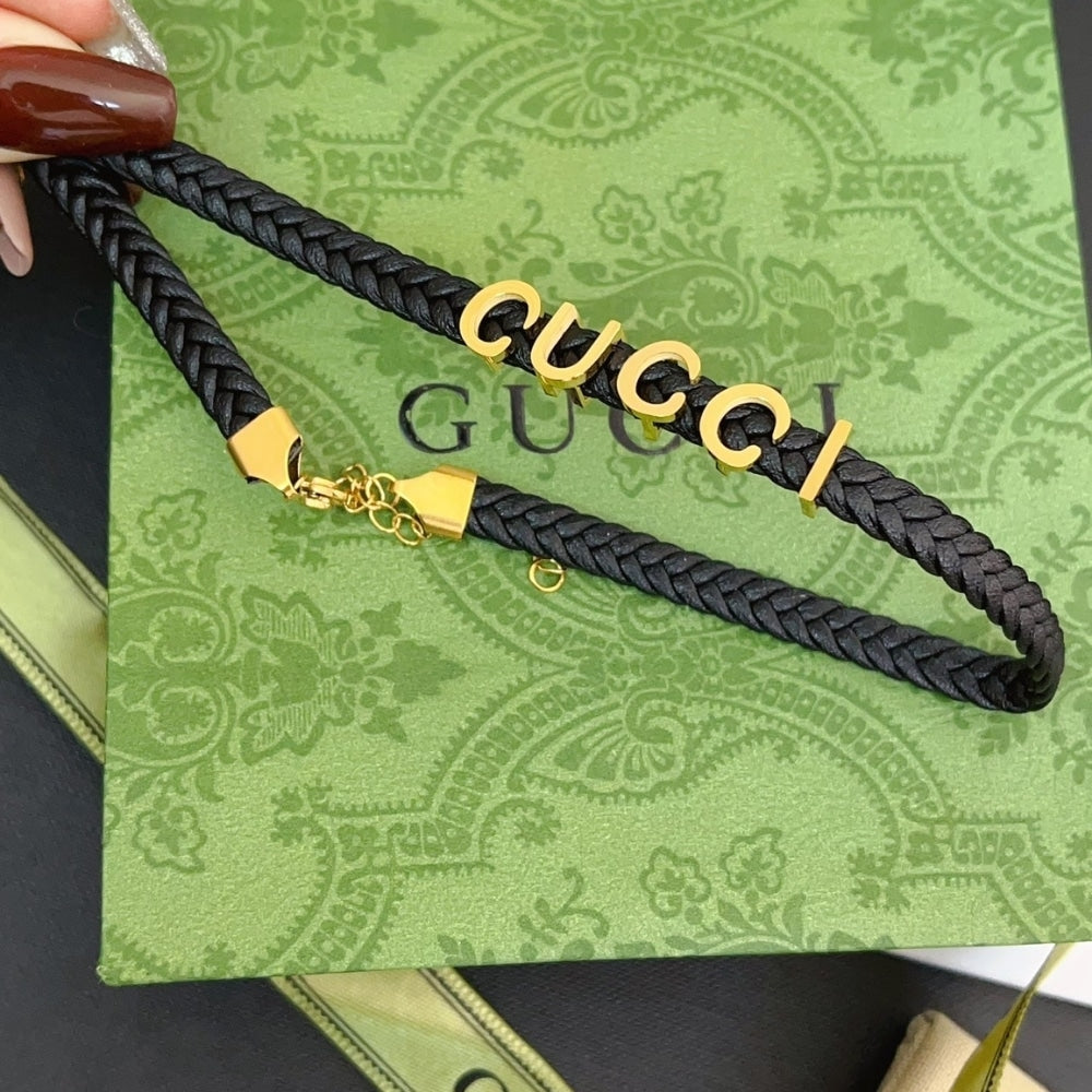 GUCCI LEATHER GUCCI NECKLACE BLACK ‎684630 IAAA1 8029