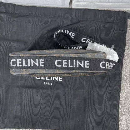 CELINE MEDIUM MESSENGER BAG IN TRIOMPHE CANVAS BLACK 23CM 197202DND 38OS