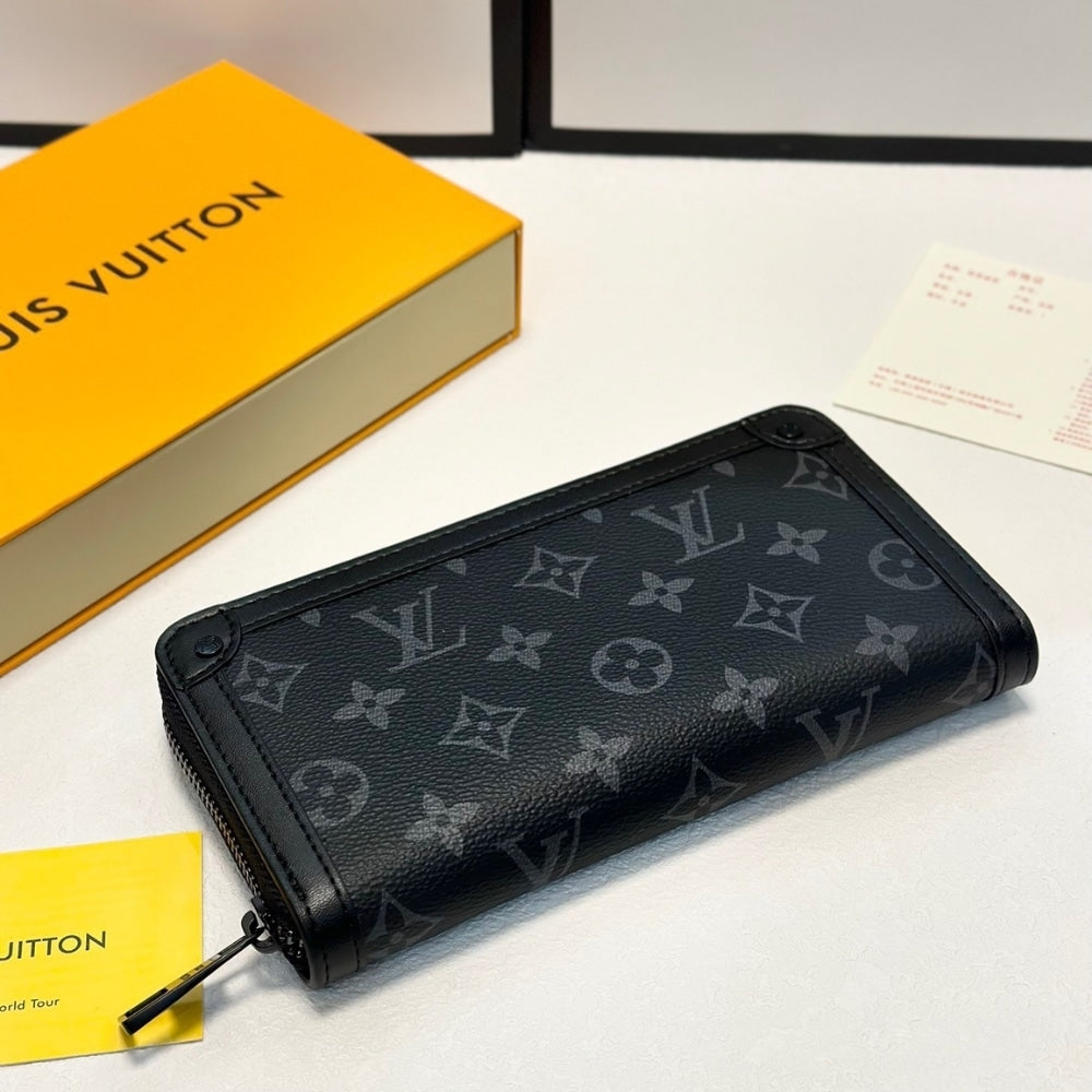 SUMMER SET: LOUIS VUITTON KEEPALL BANDOULIÈRE 50 MONOGRAM ECLIPSE &amp; LONG WALLET MONOGRAM ECLIPSE TRUNK ZIPPY BLACK 19CM