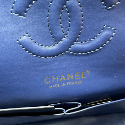 Chanel Classic Handbag Blue With Gold Hardware 26cm  A01112