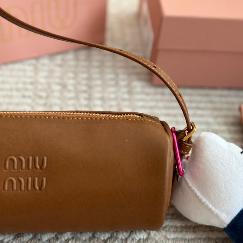 MIUMIU NAPPA LEATHER POUCH OAK 22CM 5NE851 AEFX F0316