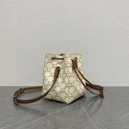 CELINE MICRO SAILOR IN TRIOMPHE CANVAS WHITE AND TAN 17CM 10M742GCE 01TA