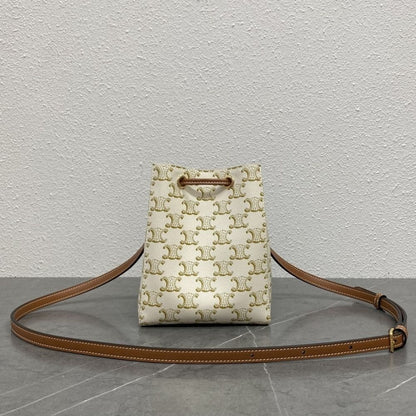 CELINE MICRO SAILOR IN TRIOMPHE CANVAS WHITE AND TAN 17CM 10M742GCE 01TA