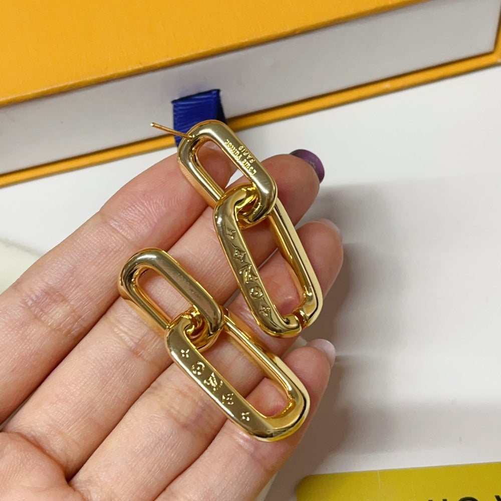 LOUIS VUITTON LV EDGE DOUBLE EARRINGS GOLD MP2990