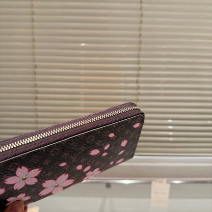LOUIS VUITTON X TAKASHI MURAKAMI ZIPPY WALLET SAKURA BROWN 19CM M13433