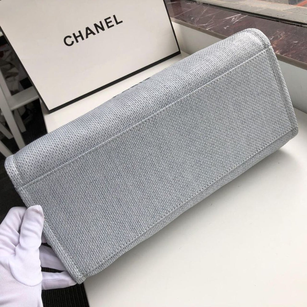 Chanel Deauville Tote White Gray 38cm A66941