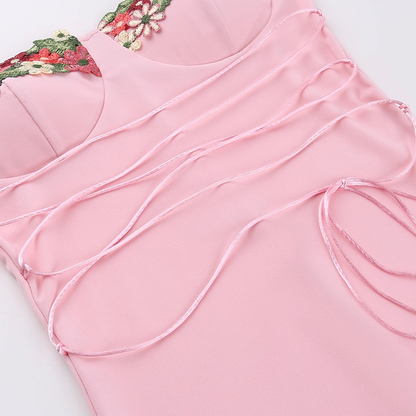 Vintage Applique Floral Spaghetti Strap Mermaid Long Summer Dress Prom Dress Evening Dress TP4353