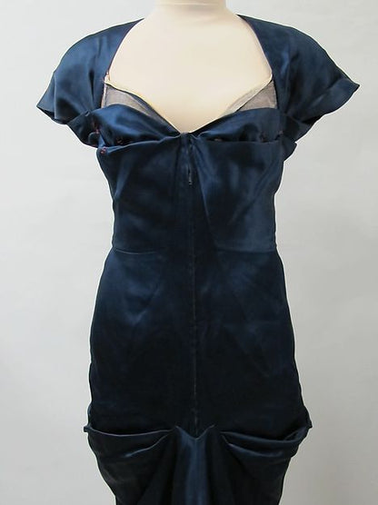 Girlhomeshops-Navy blue simple and fashionable long satin floor-length prom dress evening dress graduation dress gh5198