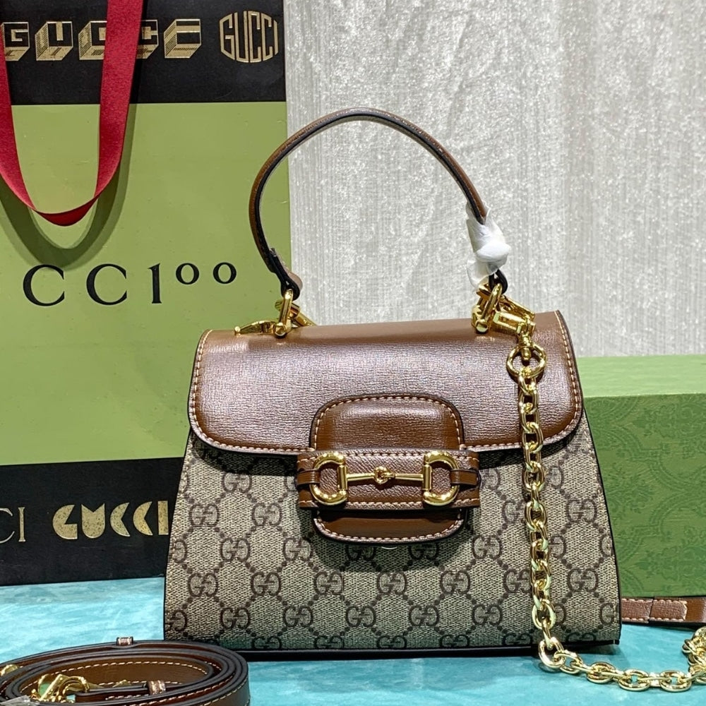 Gucci Horsebit 1955 Mini Top Handle Bag Light Brown 22Cm 703848 9AAAJ 8563