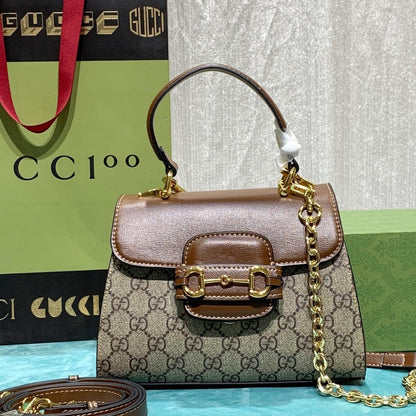 Gucci Horsebit 1955 Mini Top Handle Bag Light Brown 22Cm 703848 9AAAJ 8563