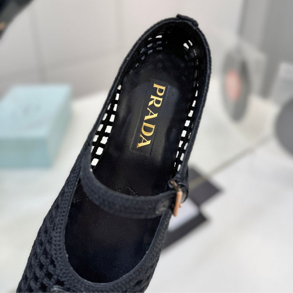 Prada Crochet Ballerinas Black