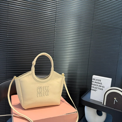 MIUMIU IVY LEATHER TOTE BAG WHITE 23CM