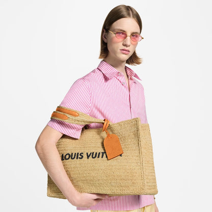 Louis Vuitton Summer Shopper Tote MM Raffia Natural Beige 44cm M14458