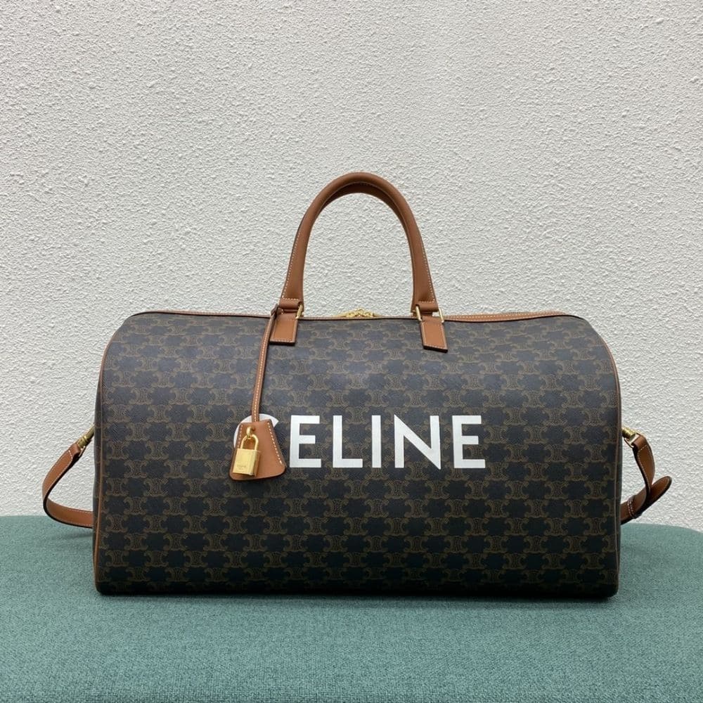 CELINE LARGE TRAVEL BAG IN TRIOMPHE CANVAS TAN 50CM 191472CYX 04LU