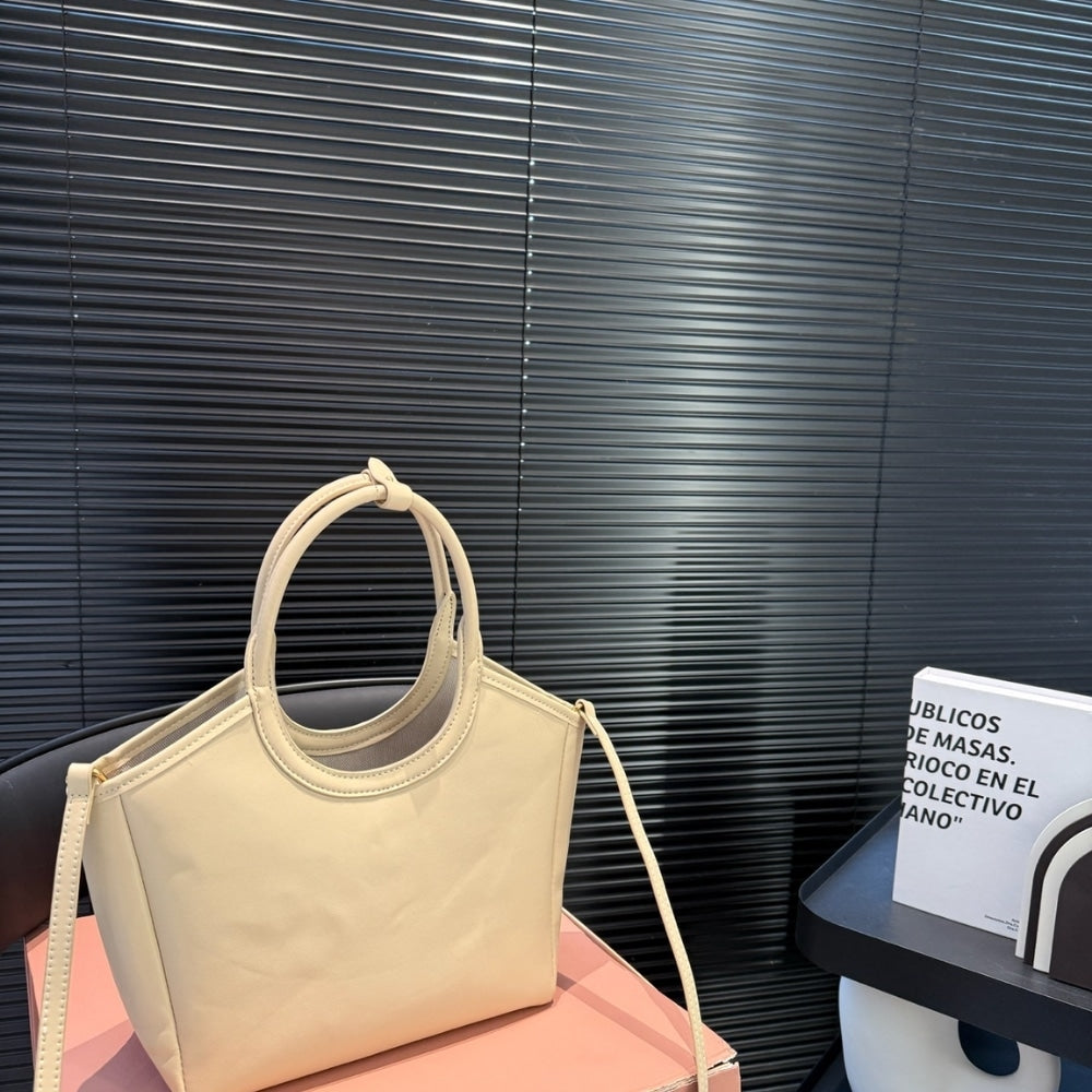 MIUMIU IVY LEATHER TOTE BAG WHITE 23CM