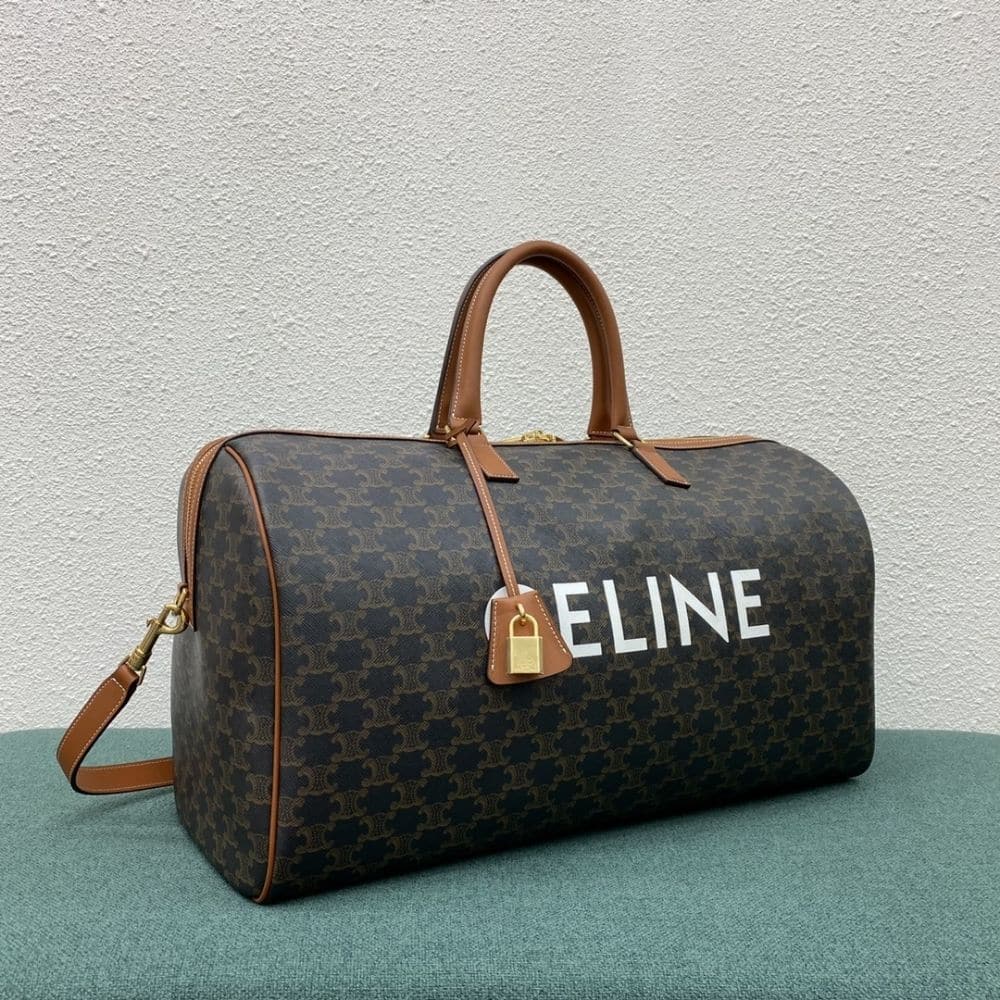CELINE LARGE TRAVEL BAG IN TRIOMPHE CANVAS TAN 50CM 191472CYX 04LU