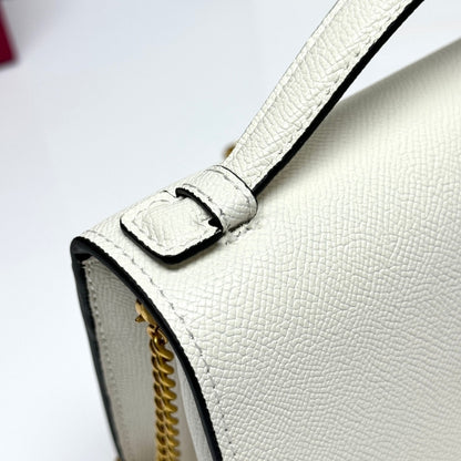 VALENTINO GARAVANI VLOGO SIGNATURE GRAINY WALLET WITH WHITE BLACK 22CM