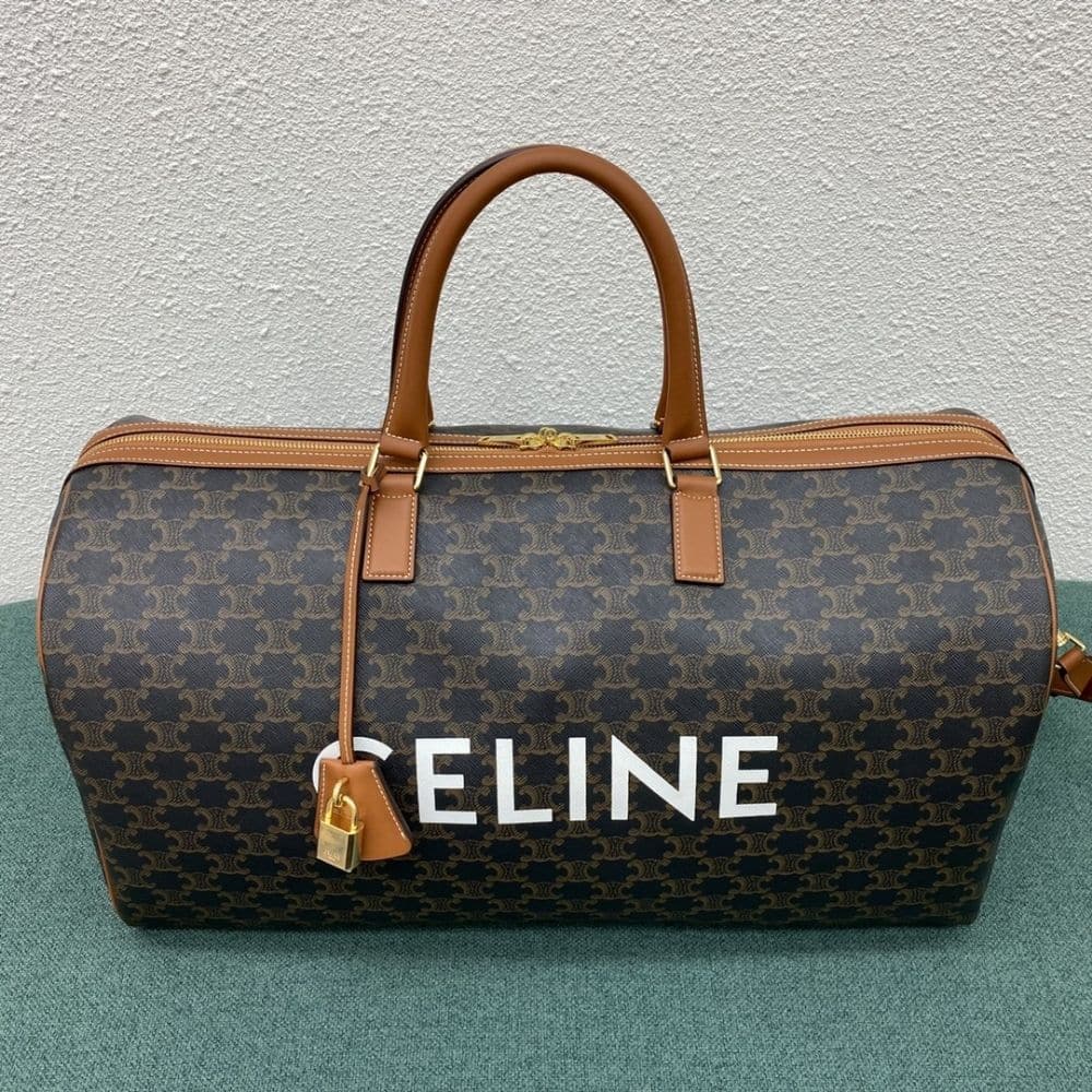 CELINE LARGE TRAVEL BAG IN TRIOMPHE CANVAS TAN 50CM 191472CYX 04LU