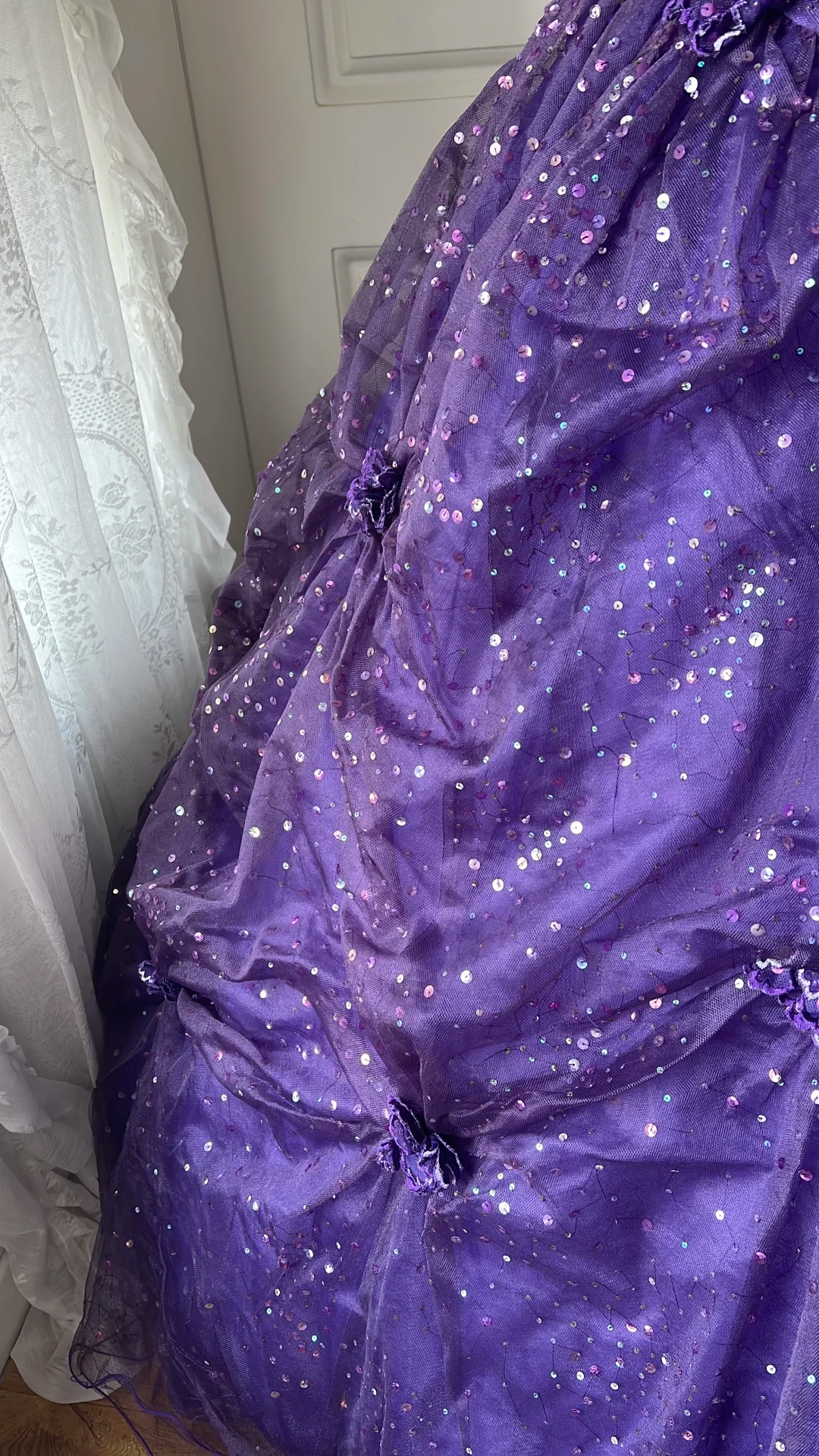 Glamorous Strapless Purple Sequin 3D Floral Tulle Quinceanera Ball Gown TP5835