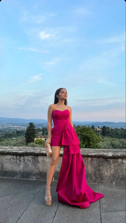 Pink Fashion Sweetheart Neck Long Short Prom Dress Evening Dress Party Dress gh3078