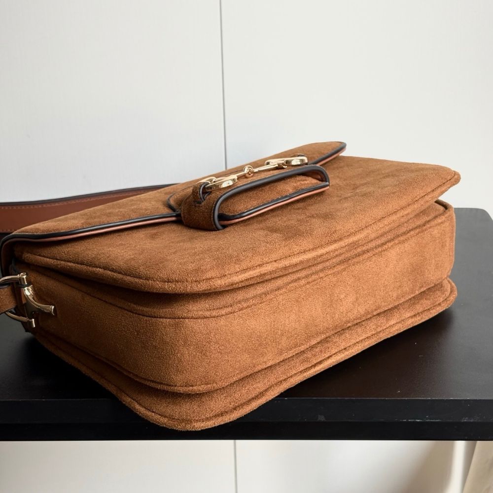 Gucci Horsebit 1955 Aura Small Shoulder Bag Brown 26Cm