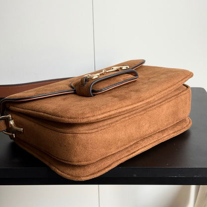 Gucci Horsebit 1955 Aura Small Shoulder Bag Brown 26Cm