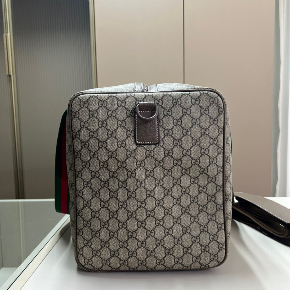 GUCCI LARGE DUFFLE BAG WITH WEB BEIGE EBONY 43CM