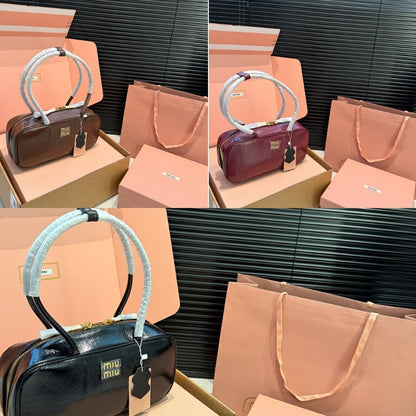 MIUMIU BEAU NAPLAK PATENT LEATHER BAG PALISANDER 28CM 5BB173 ADNT F0BW5 V OLO