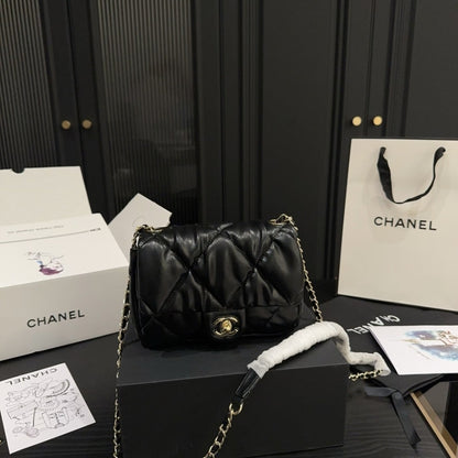 CHANEL MINI MATELASSE TOP HANDLE GOLD HARDWARE BLACK 12CM