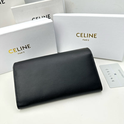 CELINE LARGE WALLET TRIOMPHE IN SHINY BLACK 19CM 10E313DPV 38NO
