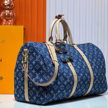 Louis Vuitton Keepall Bandouliere 45 Denim Blue 45Cm