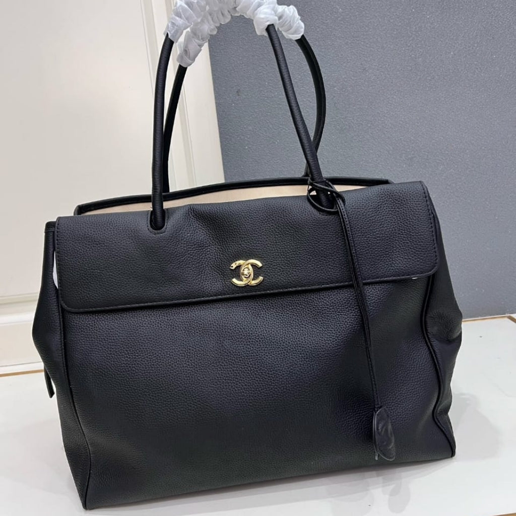 Chanel Large Tote Bag Grained And Gold Tone Metal Black 43cm AS6289 B24248 94305