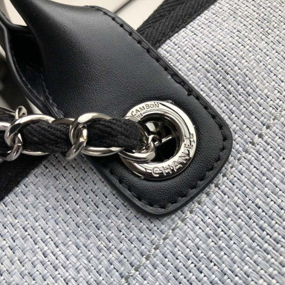 Chanel Deauville Tote White Gray 38cm A66941