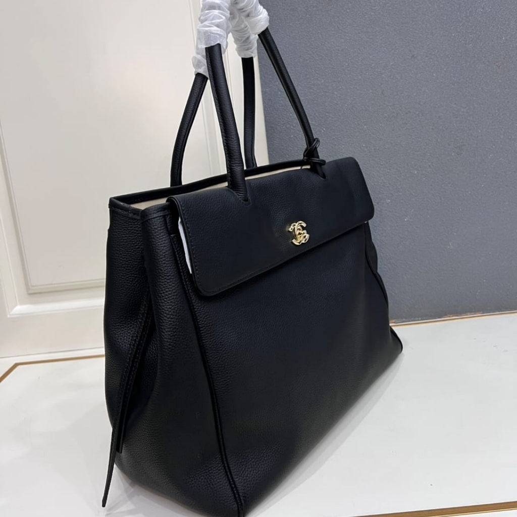 Chanel Large Tote Bag Grained And Gold Tone Metal Black 43cm AS6289 B24248 94305
