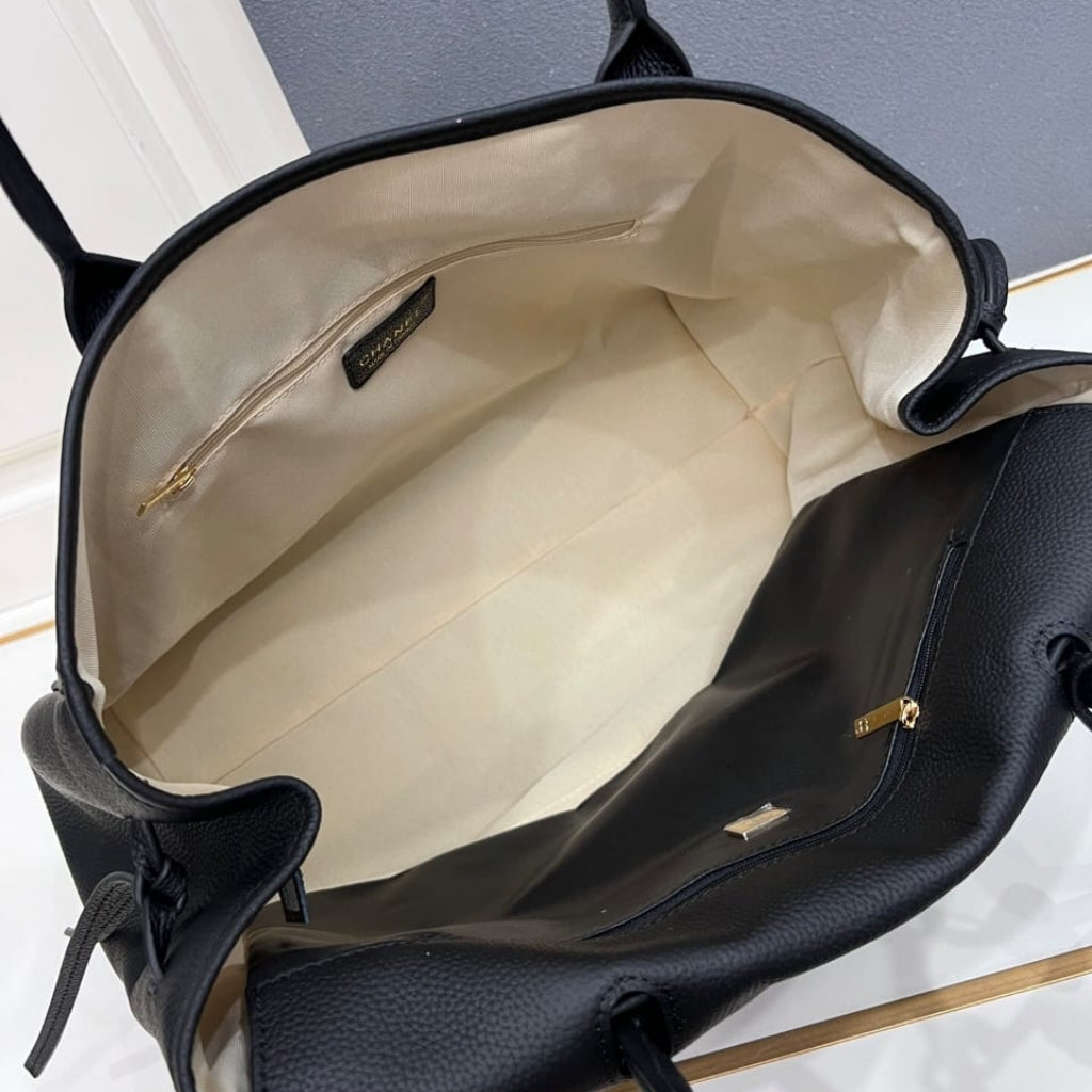 Chanel Large Tote Bag Grained And Gold Tone Metal Black 43cm AS6289 B24248 94305