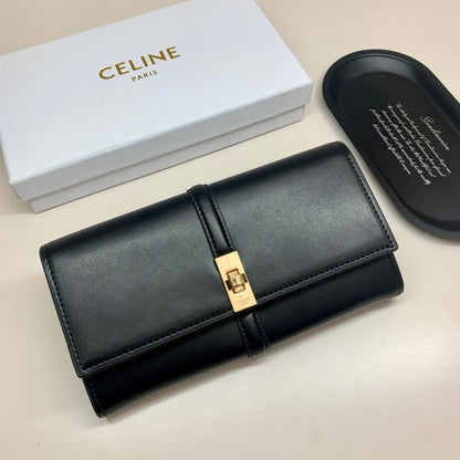 CELINE LARGE WALLET 16 IN SATINATED BLACK 19CM 10M033CQ7 38NO